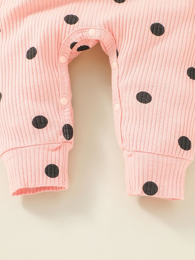 Jenter Polka Dot Ruffle Skulder Langermet Romper Jumpsuit Babyklær