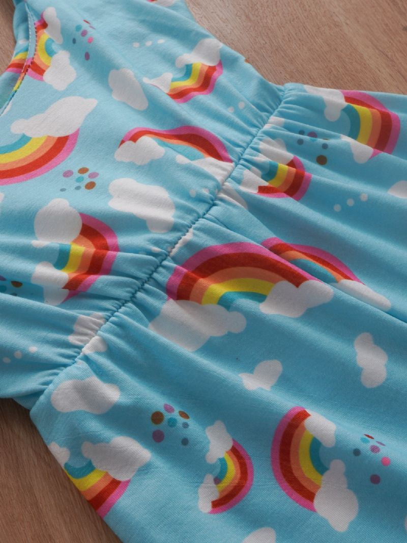 Jenter Rainbow Cloud Print Suspender Jumpsuit