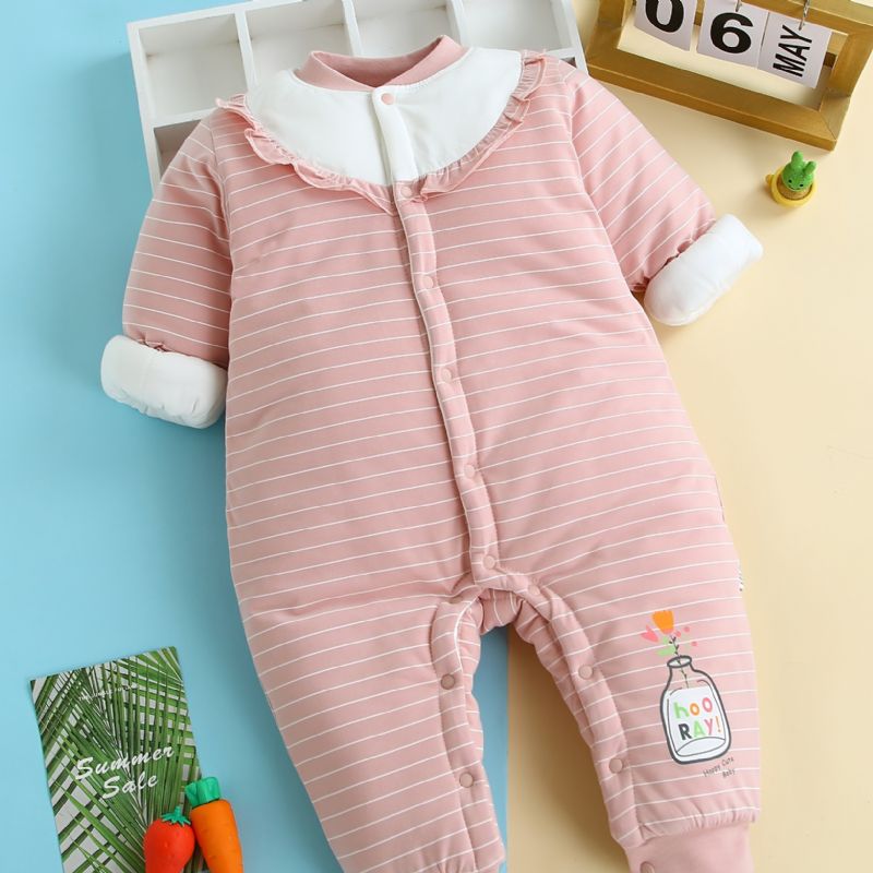 Jenter Tre-lags Termisk Jumpsuit Bomullspolstret Newborn Romper