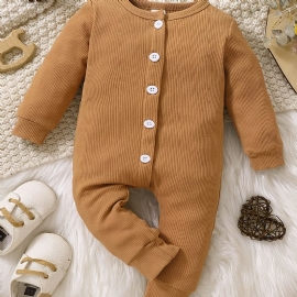 Julepriskutt Småbarn Baby Jumpsuit Ensfarget Rundhals Langermet Romper For Gutter Jenter