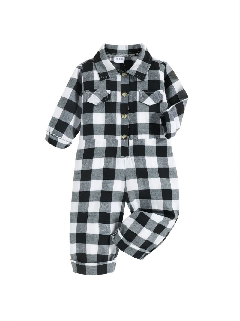 Jumpsuit For Barn Med Gingham-dekor For Høst Og Vinter Nyhet