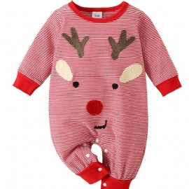 Newborn Christmas Jumpsuit Med Lange Ermer Med Elgtrykk