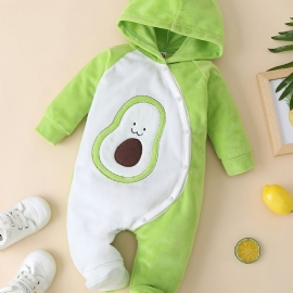 Nyfødt Spedbarn Avokado-trykk Hette Bukse Langermet Jumpsuit For Baby Gutter Jenter Småbarnsklær