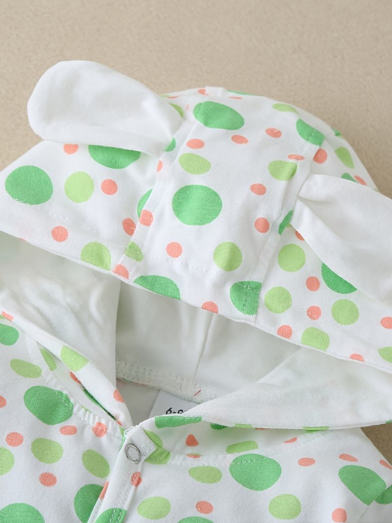 Nyfødt Spedbarn Dyreører Hettebukse Polka Dot Print Langermet Jumpsuit For Baby Gutter Jenter Småbarnsklær