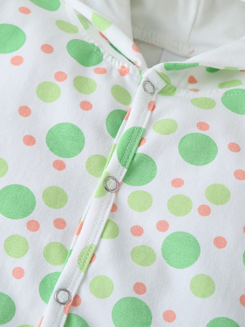 Nyfødt Spedbarn Dyreører Hettebukse Polka Dot Print Langermet Jumpsuit For Baby Gutter Jenter Småbarnsklær