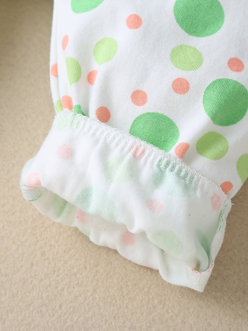 Nyfødt Spedbarn Dyreører Hettebukse Polka Dot Print Langermet Jumpsuit For Baby Gutter Jenter Småbarnsklær