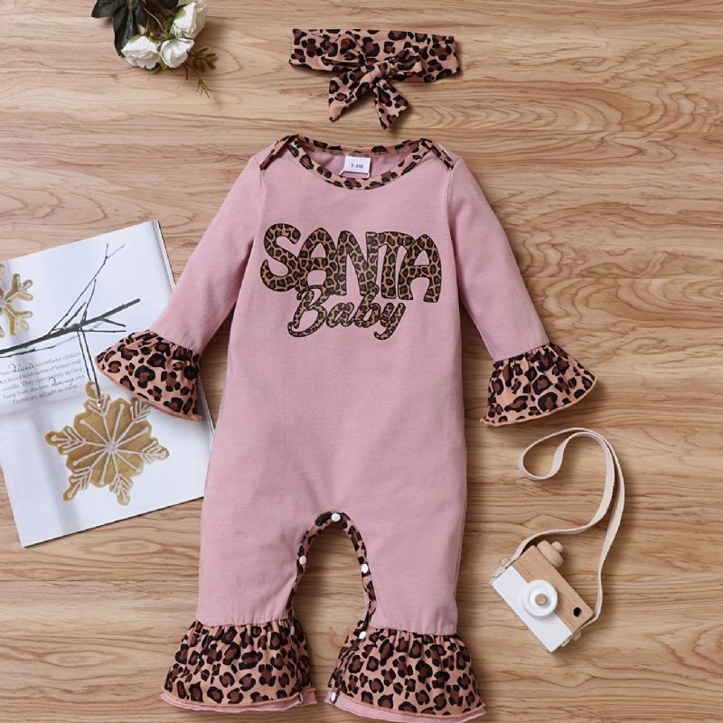 Nyfødt Spedbarn Leopard Skjøtebukse Langermet Volanger Jumpsuit For Småbarn Baby Gutter Jenter Klær