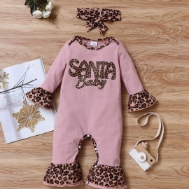 Nyfødt Spedbarn Leopard Skjøtebukse Langermet Volanger Jumpsuit For Småbarn Baby Gutter Jenter Klær