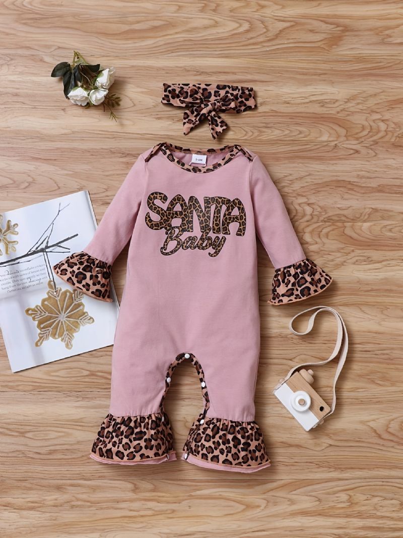 Nyfødt Spedbarn Leopard Skjøtebukse Langermet Volanger Jumpsuit For Småbarn Baby Gutter Jenter Klær