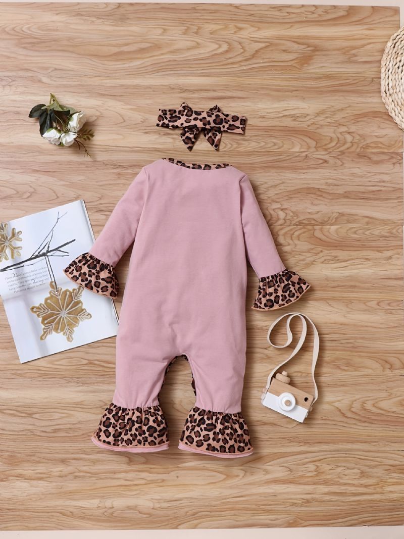 Nyfødt Spedbarn Leopard Skjøtebukse Langermet Volanger Jumpsuit For Småbarn Baby Gutter Jenter Klær