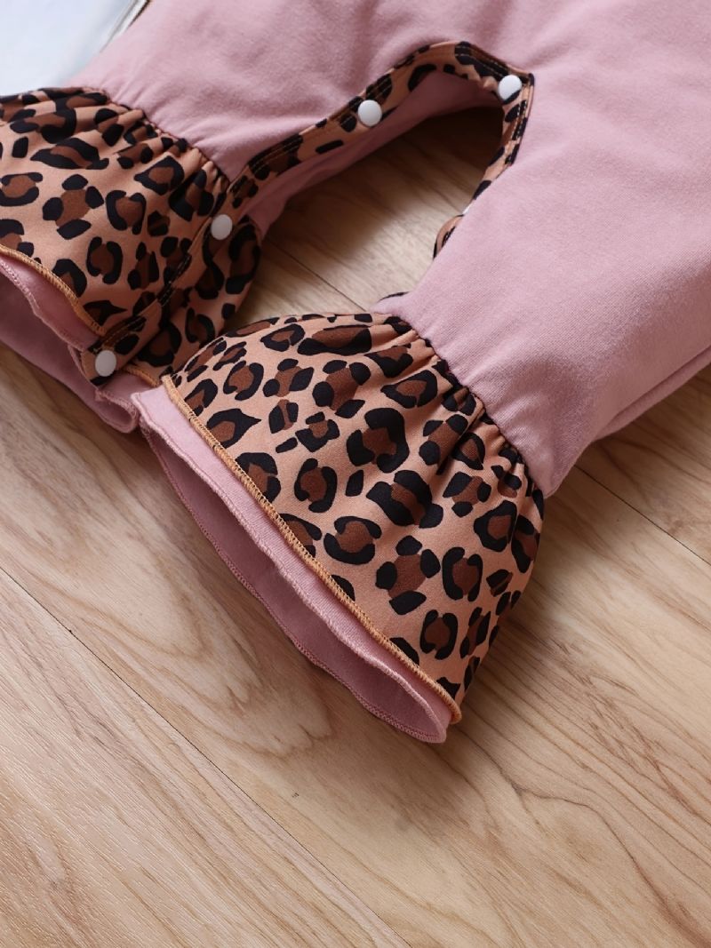 Nyfødt Spedbarn Leopard Skjøtebukse Langermet Volanger Jumpsuit For Småbarn Baby Gutter Jenter Klær