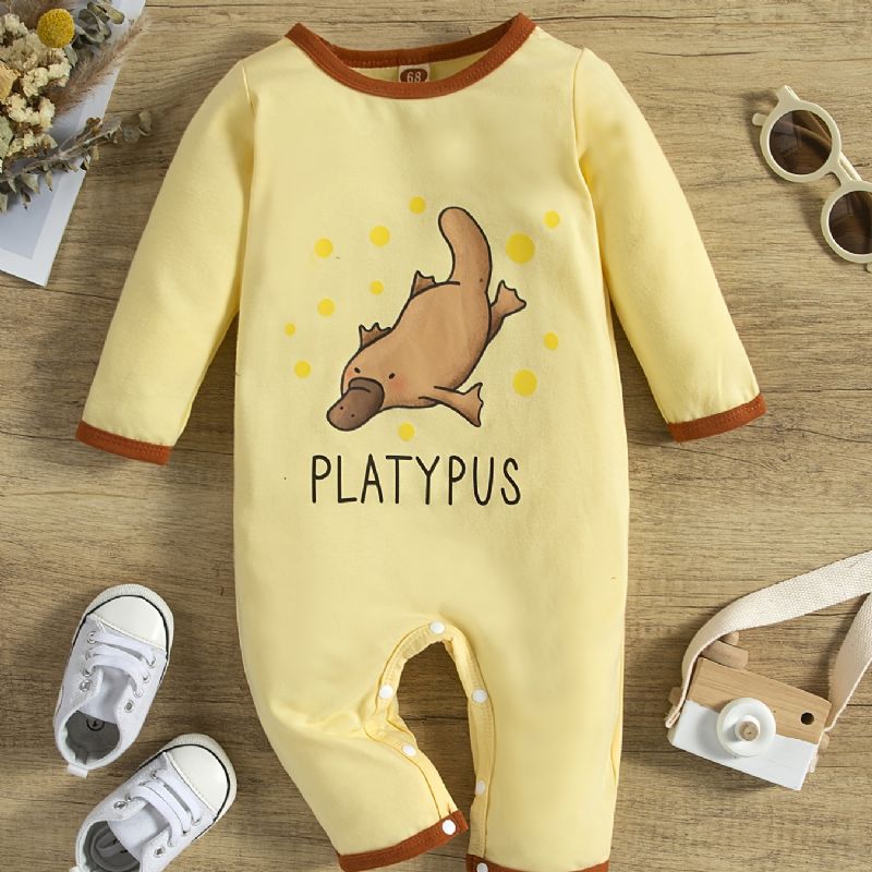 Nyfødt Spedbarnsjakke Langermet Tegneserie Dyreprint Jumpsuit For Baby Jenter Gutter Småbarnsklær