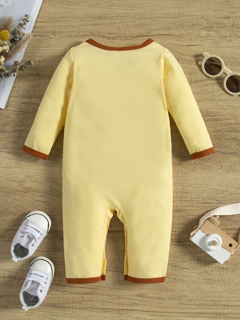 Nyfødt Spedbarnsjakke Langermet Tegneserie Dyreprint Jumpsuit For Baby Jenter Gutter Småbarnsklær