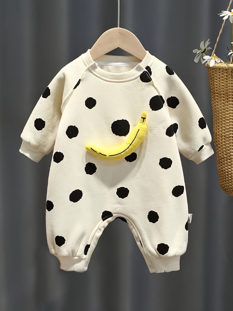 Nyfødt Spedbarnsjakke Med Polkaprikker Langermet Rundhals Jumpsuit For Baby Jenter Småbarnsklær