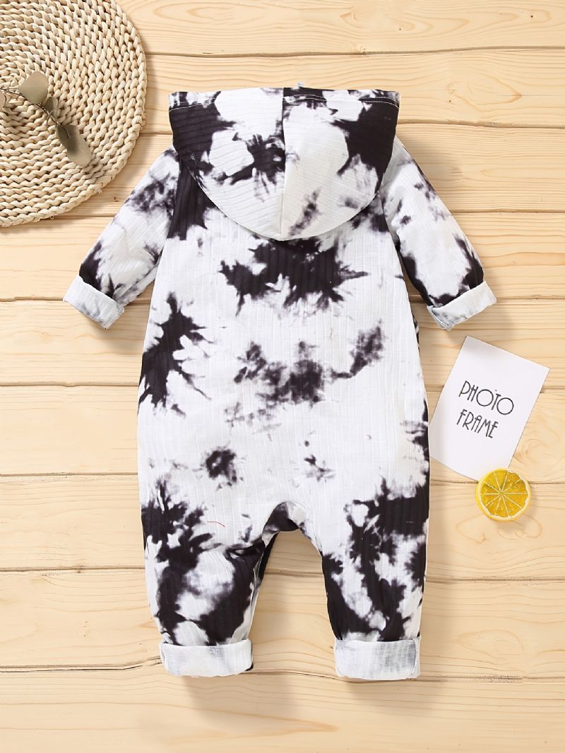 Småbarn Baby Hette Jumpsuit Tie Dye Langermet Romper For Gutter Jenter