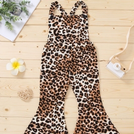 Småbarn Baby Jenter Ermeløs Jumpsuit Flare Leg Bukser Overall Barneklær