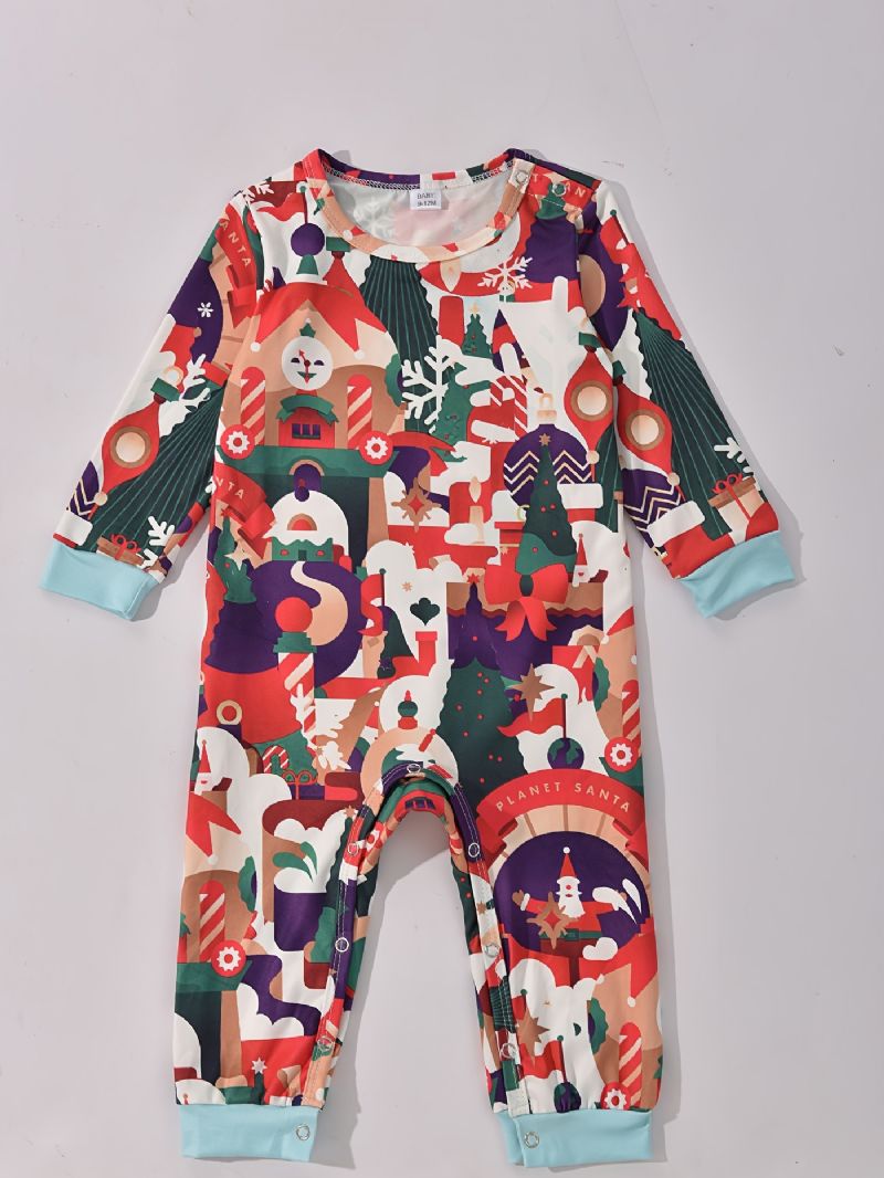 Småbarn Baby Juletrykk Langermet Jumpsuit Rompers For Gutter Jenter