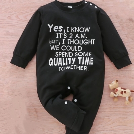 Småbarn Baby Jumpsuit Letter Print Rund Hals Langermet Romper For Gutter Jenter