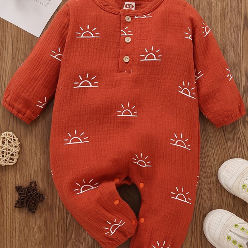 Småbarn Baby Langermet Crew Neck Jumpsuit Romper For Jenter