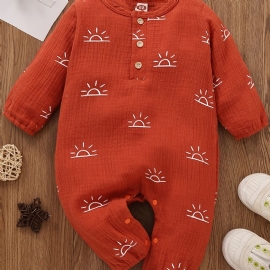 Småbarn Baby Langermet Crew Neck Jumpsuit Romper For Jenter