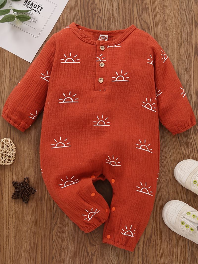 Småbarn Baby Langermet Crew Neck Jumpsuit Romper For Jenter