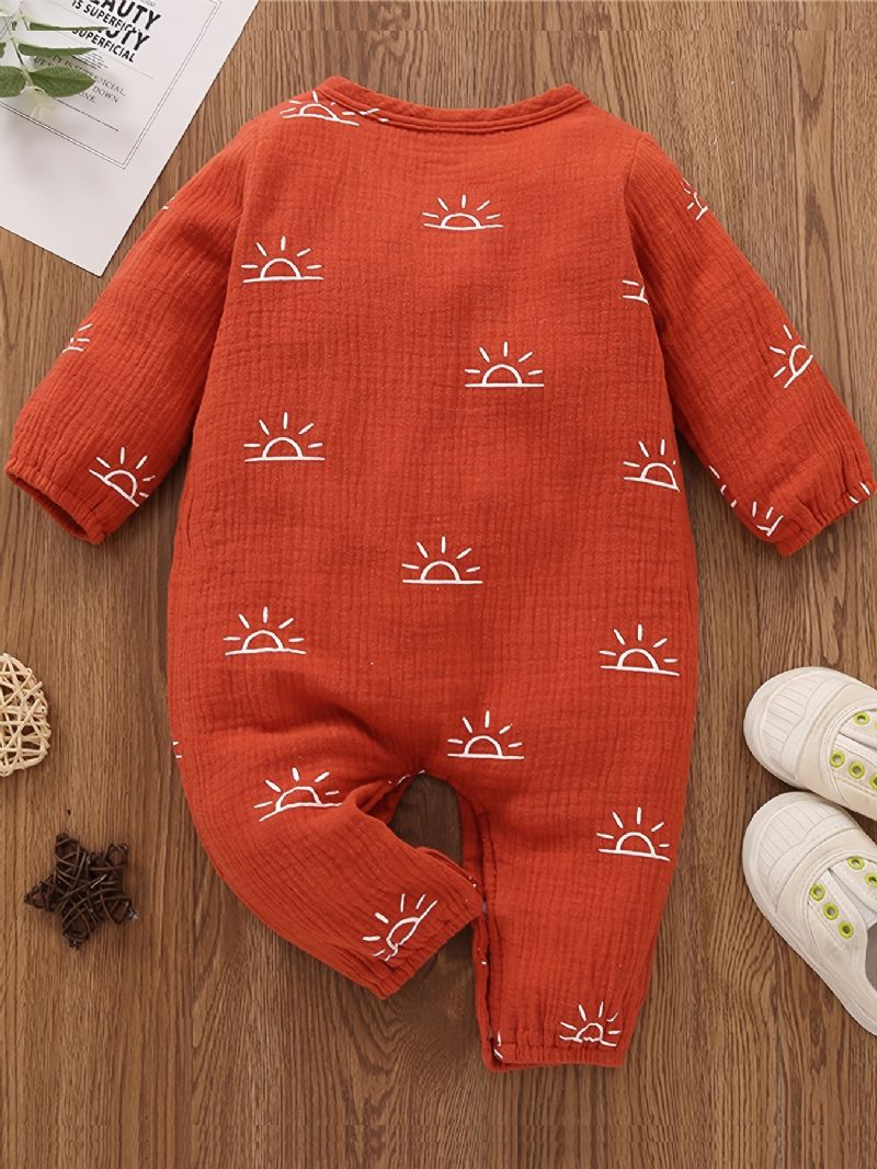 Småbarn Baby Langermet Crew Neck Jumpsuit Romper For Jenter