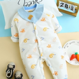 Småbarn Baby Tykket Varm Jumpsuit Bokstavtrykk Langermet Romper For Gutter Jenter