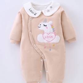 Småbarn Baby Varm Jumpsuit Unicorn Print Rund Hals Langermet Romper For Gutter Jenter