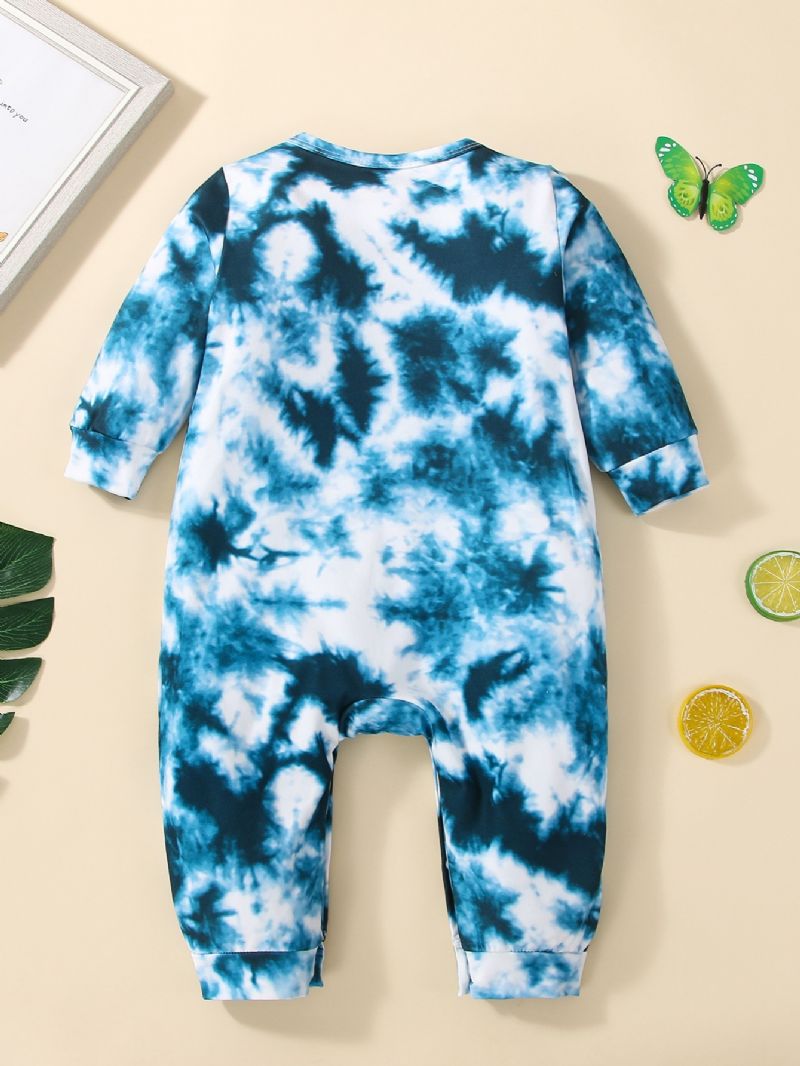 Småbarn Gutter Og Jenter Langermet Tie Dye Butterfly Print Jumpsuit Romper For Vinter
