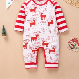 Småbarn Nyfødt Baby Langermet Jul Elg Printed Romper Jumpsuit
