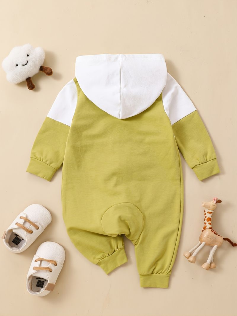 Småbarn Nyfødt Baby Langermet Søt Trykket Hette Jumpsuit