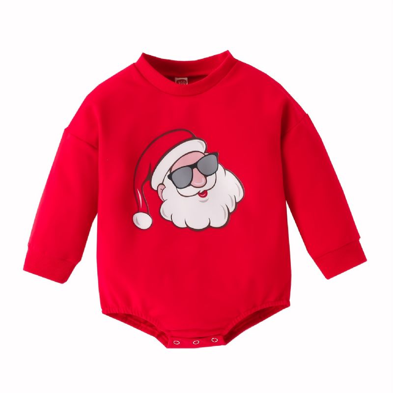 Spedbarn Gutter Jenter Langermet Romper Med Julenissen Gnomes Mønster Til Jul Bodysuit Onesie Jumpsuit Babyklær Vinter