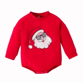 Spedbarn Gutter Jenter Langermet Romper Med Julenissen Gnomes Mønster Til Jul Bodysuit Onesie Jumpsuit Babyklær Vinter