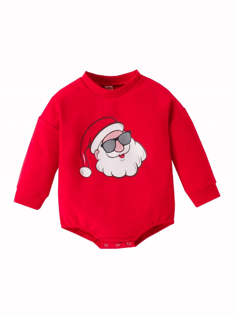 Spedbarn Gutter Jenter Langermet Romper Med Julenissen Gnomes Mønster Til Jul Bodysuit Onesie Jumpsuit Babyklær Vinter