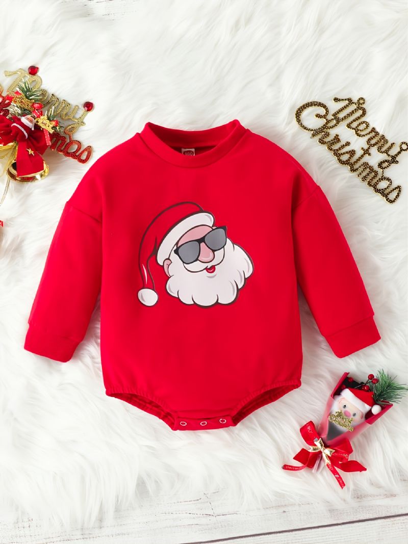 Spedbarn Gutter Jenter Langermet Romper Med Julenissen Gnomes Mønster Til Jul Bodysuit Onesie Jumpsuit Babyklær Vinter