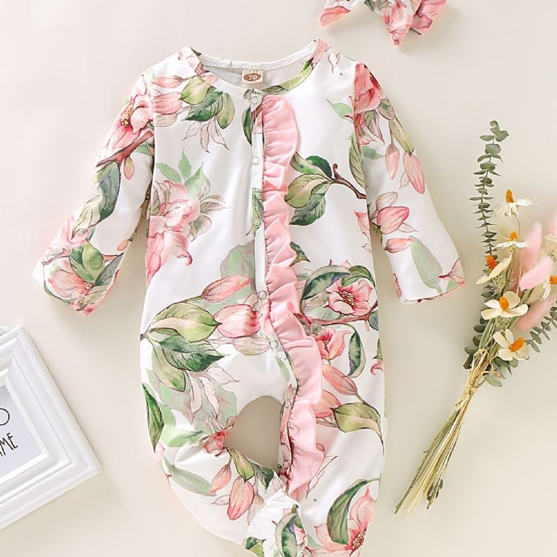 Spedbarn Jente Floral Romper & Jumpsuit Baby Klær Antrekk