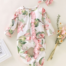 Spedbarn Jente Floral Romper & Jumpsuit Baby Klær Antrekk