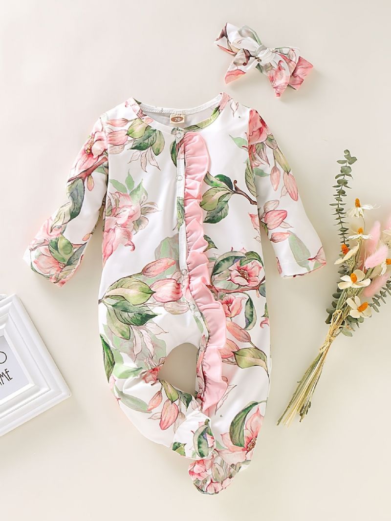 Spedbarn Jente Floral Romper & Jumpsuit Baby Klær Antrekk