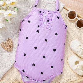 Spedbarn Romper Hjertetrykk Cami Topp Jumpsuit Sommer For Baby Jenter Småbarn Klær