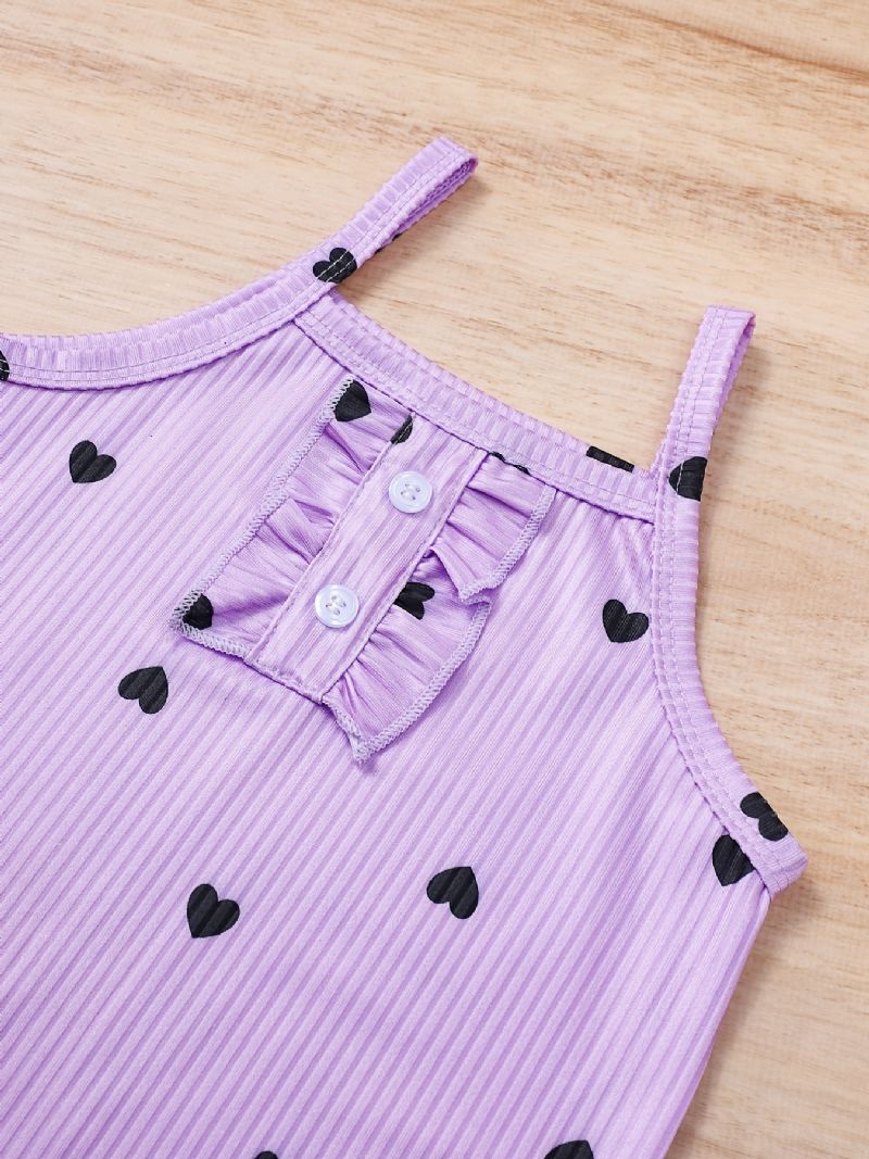 Spedbarn Romper Hjertetrykk Cami Topp Jumpsuit Sommer For Baby Jenter Småbarn Klær