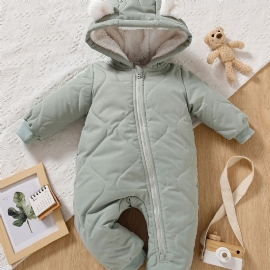 Spedbarnshette Langermet Glidelås Fleece Varm Jumpsuit Vinter For Baby Gutter Jenter Barneklær