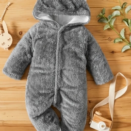 Unisex Baby Fleece Snødrakt Bodysuit Footie Hette Romper Jumpsuit Vinter Yttertøy Babyklær