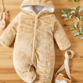 Unisex Baby Fleece Snødrakt Bodysuit Footie Hette Romper Jumpsuit Vinter Yttertøy Babyklær