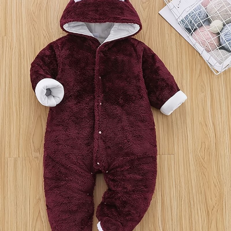 Unisex Baby Hette Termisk Footed Jumpsuit Vinter Nye Klær