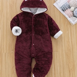 Unisex Baby Hette Termisk Footed Jumpsuit Vinter Nye Klær