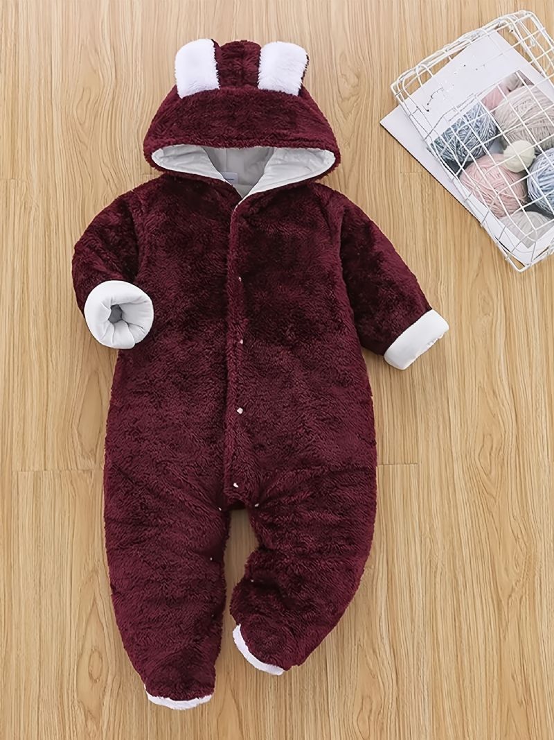 Unisex Baby Hette Termisk Footed Jumpsuit Vinter Nye Klær