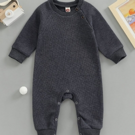 Unisex Baby Solid Strikket Langermet Jumpsuit For Vinter