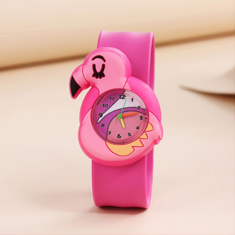 Barn Fasjonable Chic Søt Rosa Flamingo Cartoon Slap Watch