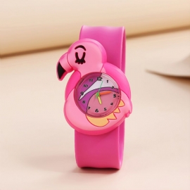 Barn Fasjonable Chic Søt Rosa Flamingo Cartoon Slap Watch