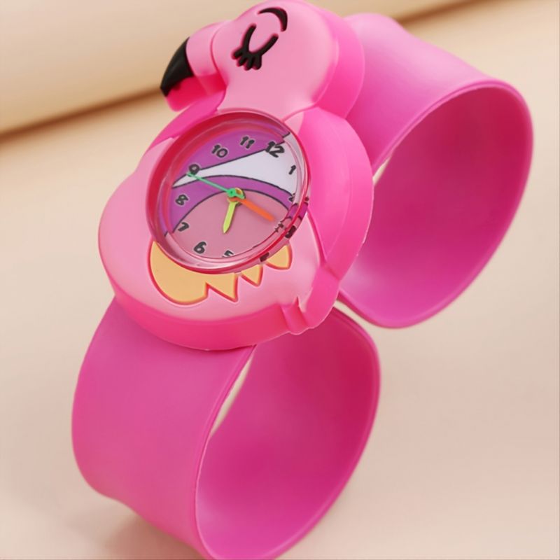 Barn Fasjonable Chic Søt Rosa Flamingo Cartoon Slap Watch